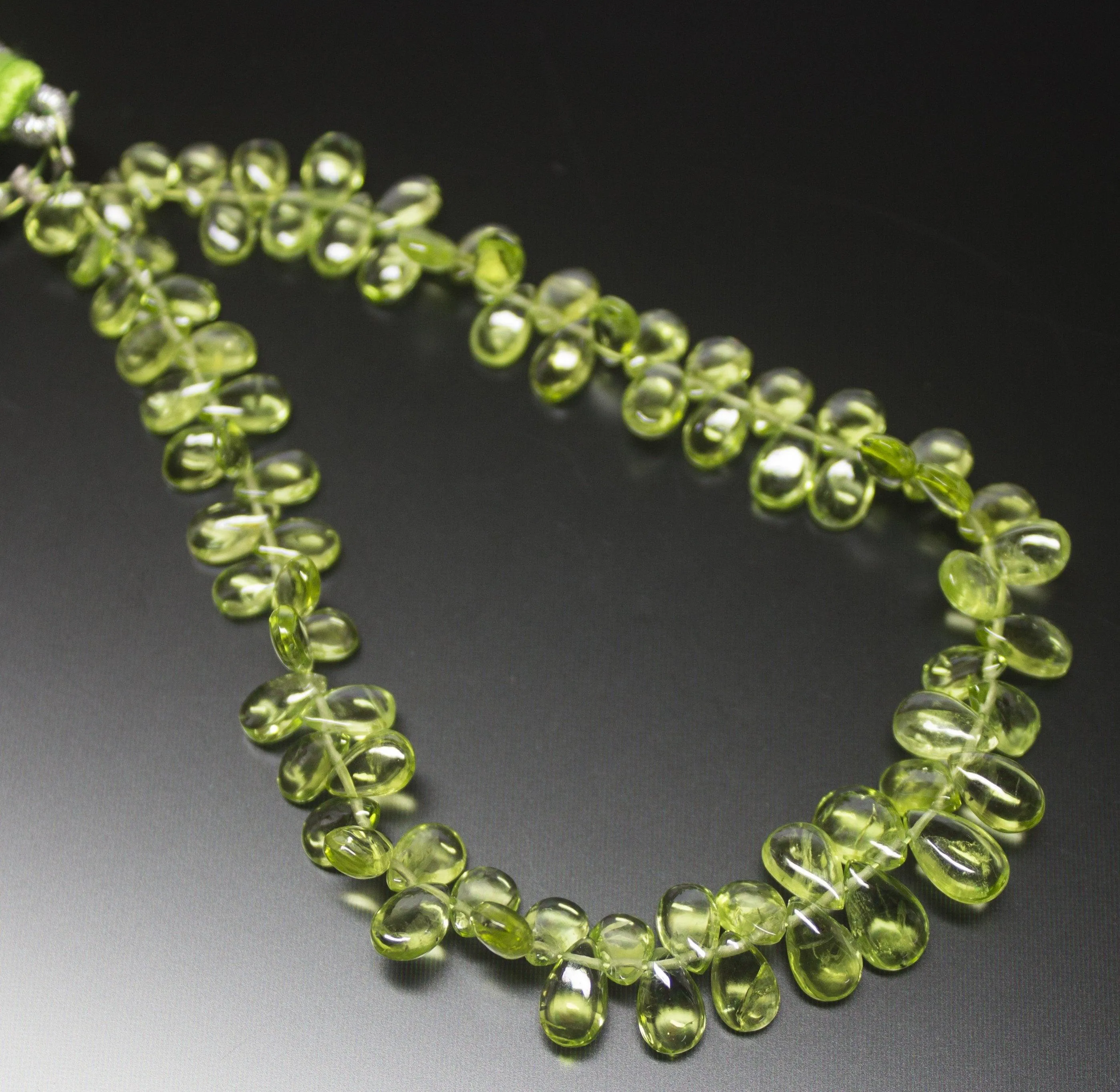 7 inches, 6-7mm, Arizona Green Peridot Smooth Pear Drop Briolette Loose Gemstone Beads Strand