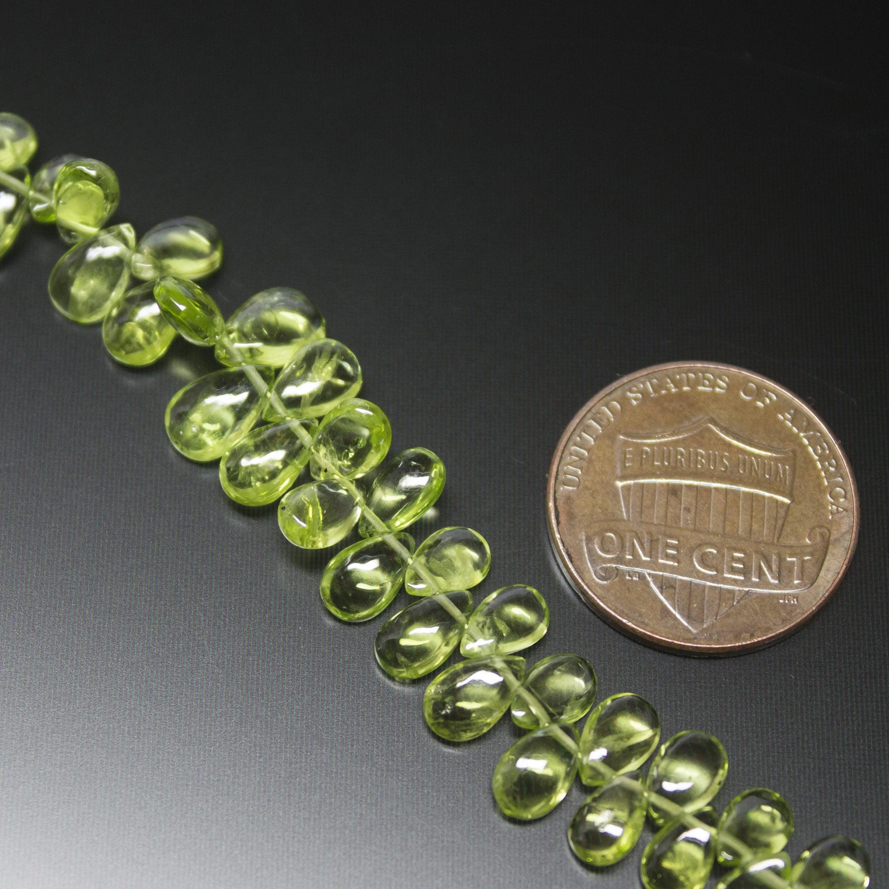 7 inches, 6-7mm, Arizona Green Peridot Smooth Pear Drop Briolette Loose Gemstone Beads Strand