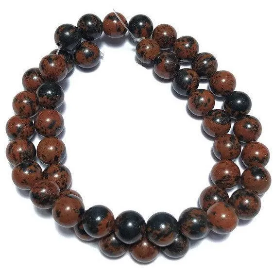7 x Natural Marconi Obsidian Smooth Round Ball Spacer Loose Beads Strand 10mm 15"