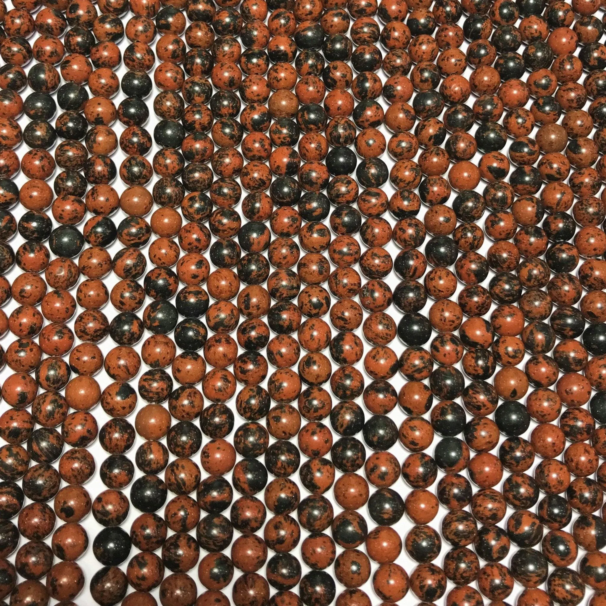 7 x Natural Marconi Obsidian Smooth Round Ball Spacer Loose Beads Strand 10mm 15"