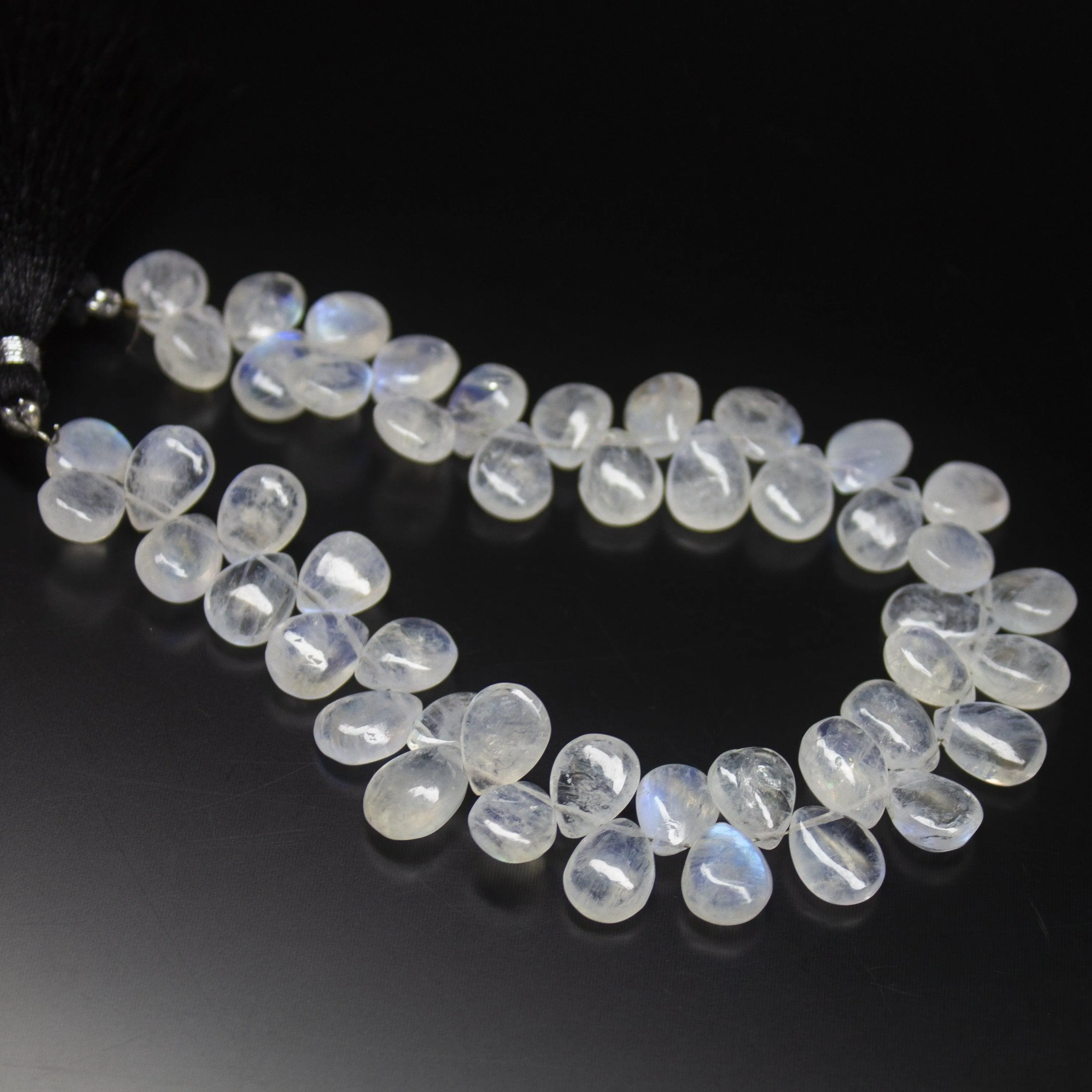 8 inch, 9mm 10mm, Blue Rainbow Moonstone Smooth Pear Drop Briolette Beads, Rainbow Moonstone Beads