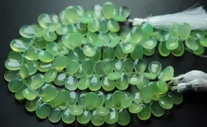 8 Inch Strand,Light Prehnite Chalcedony Smooth Pear Shape Briolettes 8X12mm