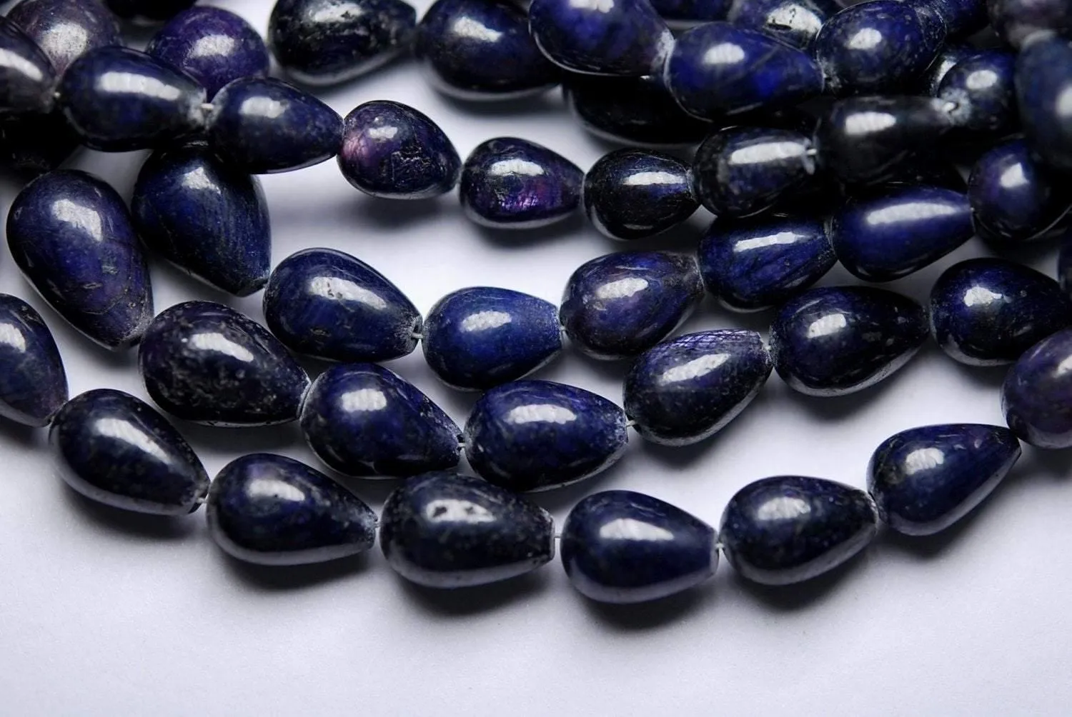 8 Inch Strand,Superb-Finest Quality, Dyed Natural Blue Sapphire Smooth Full Drilled Drops Briolettes, 8-6mm Size,