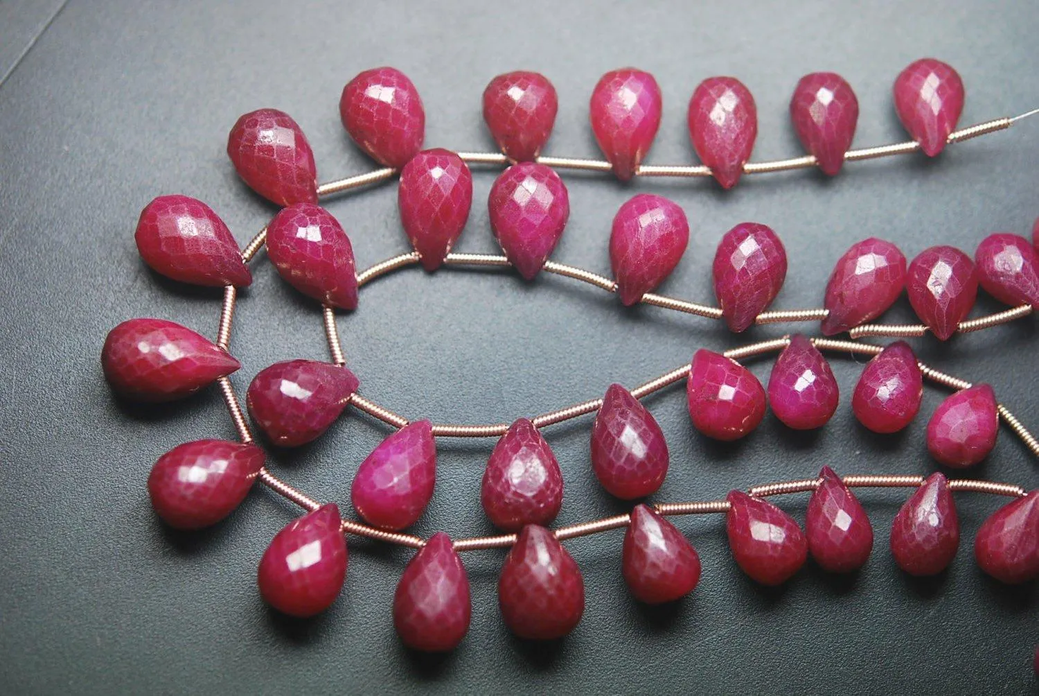 8 Pcs,Superb-Finest Quality, Dyed Natural Ruby Faceted Tear Drops Shape Briolettes 8-9mm Size