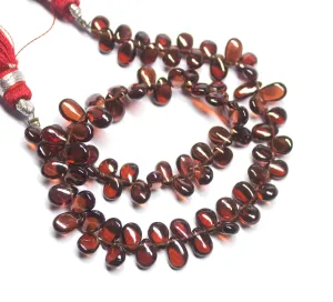 9 inches, 5-8mm, Natural Mozambique Garnet Smooth Plain Pear Drop Briolettes Loose Gemstone Beads