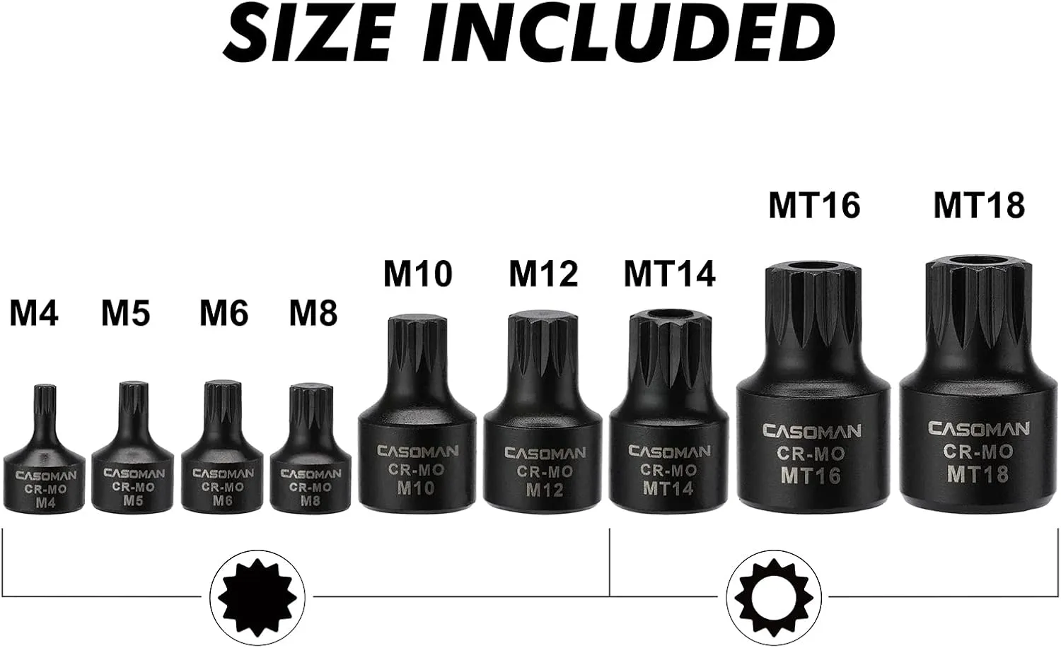 9-Piece Low Profile Impact Triple Square Bit Socket Set, Includes Storag