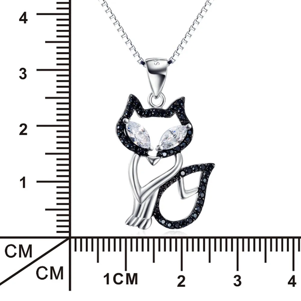 925 Sterling Silver Fox Pendant Necklace