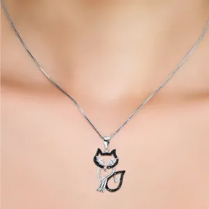 925 Sterling Silver Fox Pendant Necklace