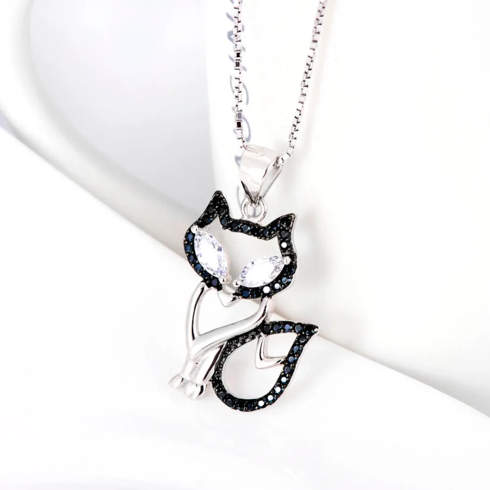 925 Sterling Silver Fox Pendant Necklace