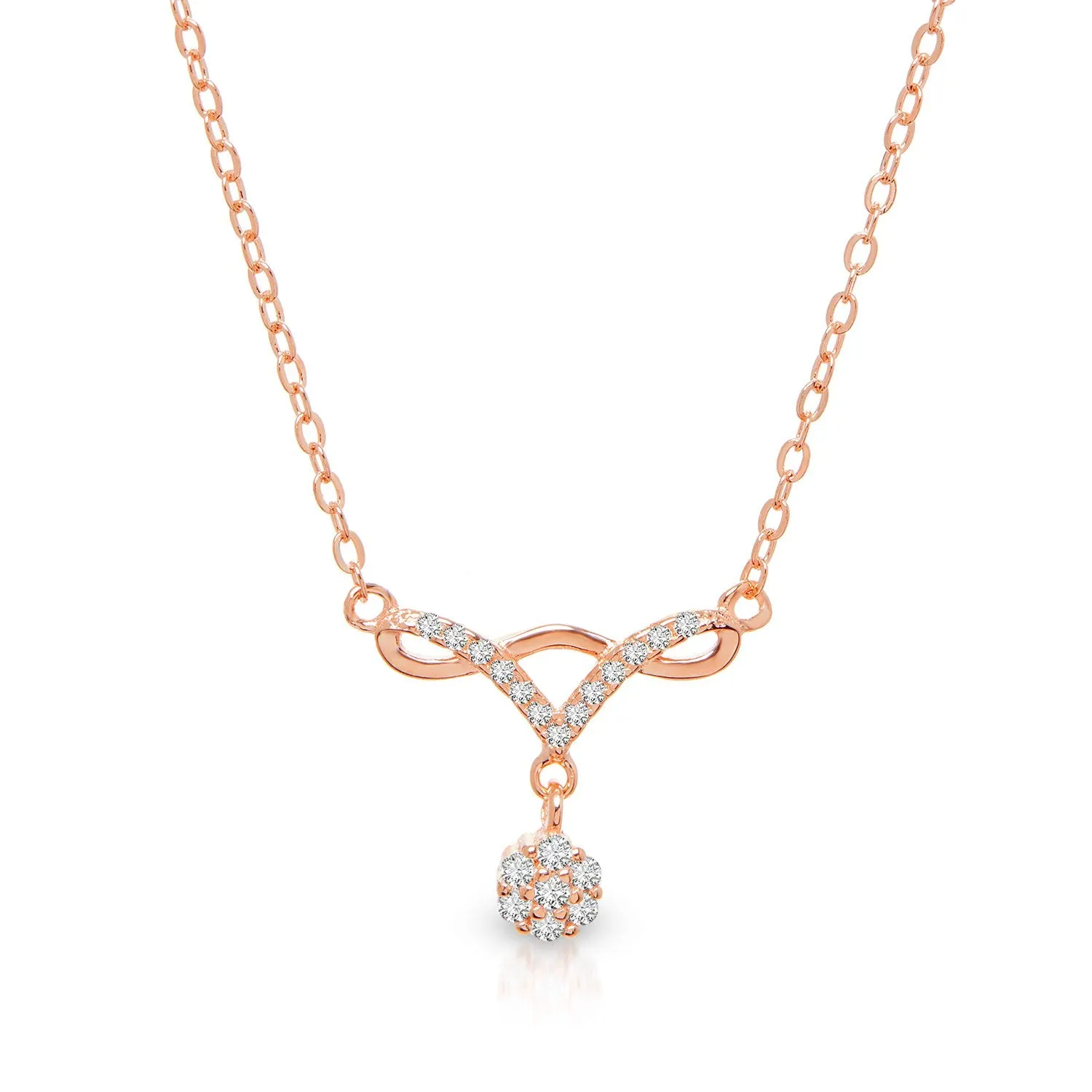 925 Sterling Silver Rose Gold Plated Intertwined Minimalist Bar Necklace