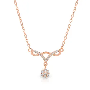 925 Sterling Silver Rose Gold Plated Intertwined Minimalist Bar Necklace