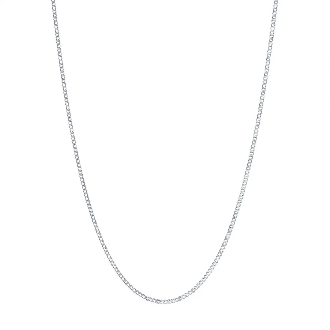 9ct White Gold Diamond Cut Curb Chain Necklace 40cm