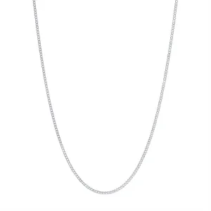 9ct White Gold Diamond Cut Curb Chain Necklace 40cm