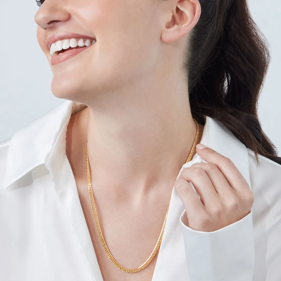9ct Yellow Gold Diamond Cut Curb Chain Necklace 55cm