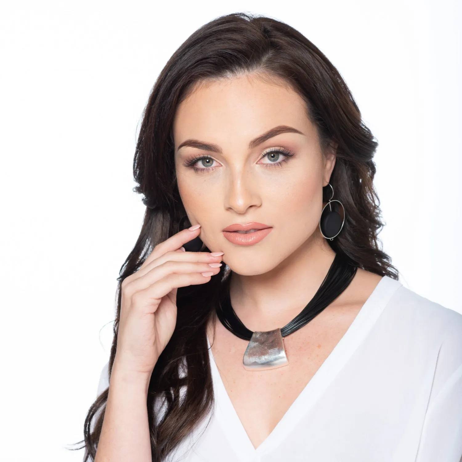Abigail Sterling Silver & Black Earrings