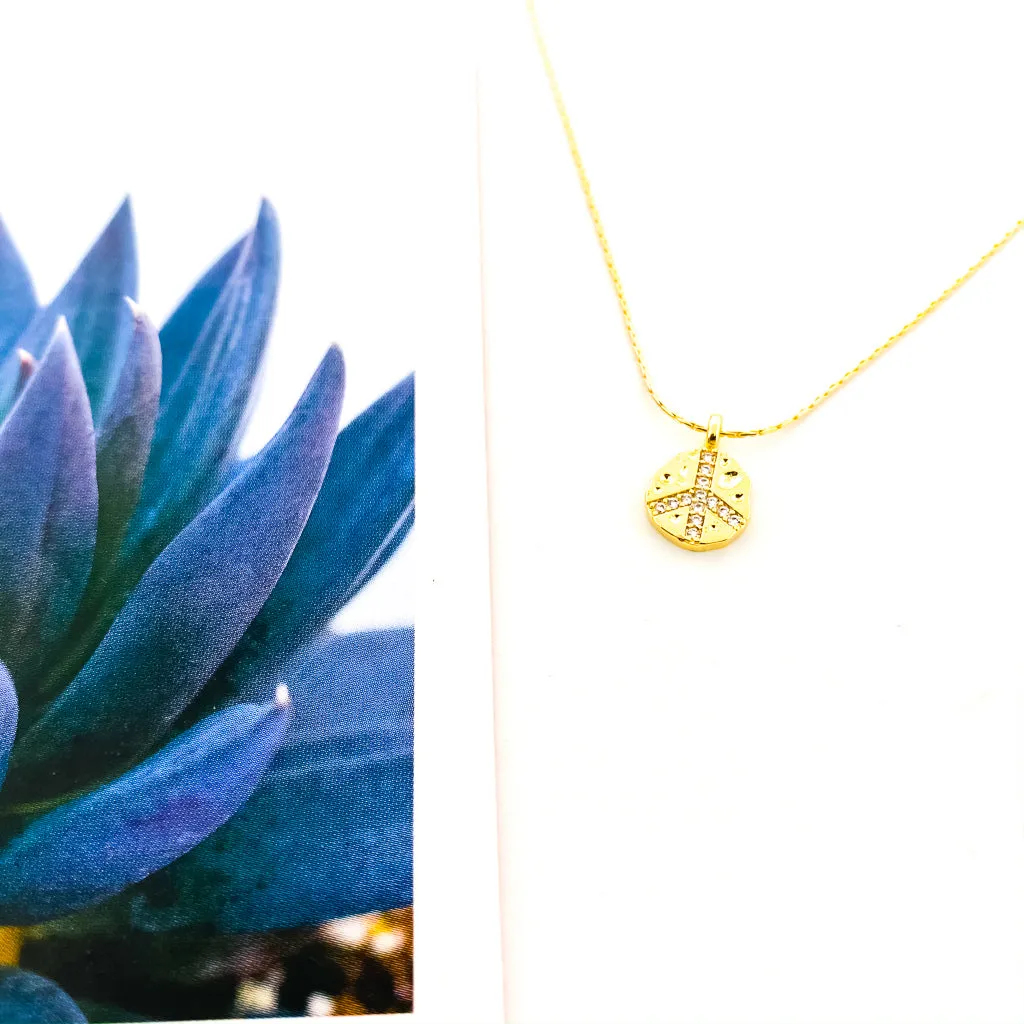 Adia Smooth Chain Peace Charm Necklace | Gold