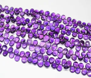 African Purple Amethyst Smooth Pear Drop Gemstone Loose Beads 7mm 11mm 9"
