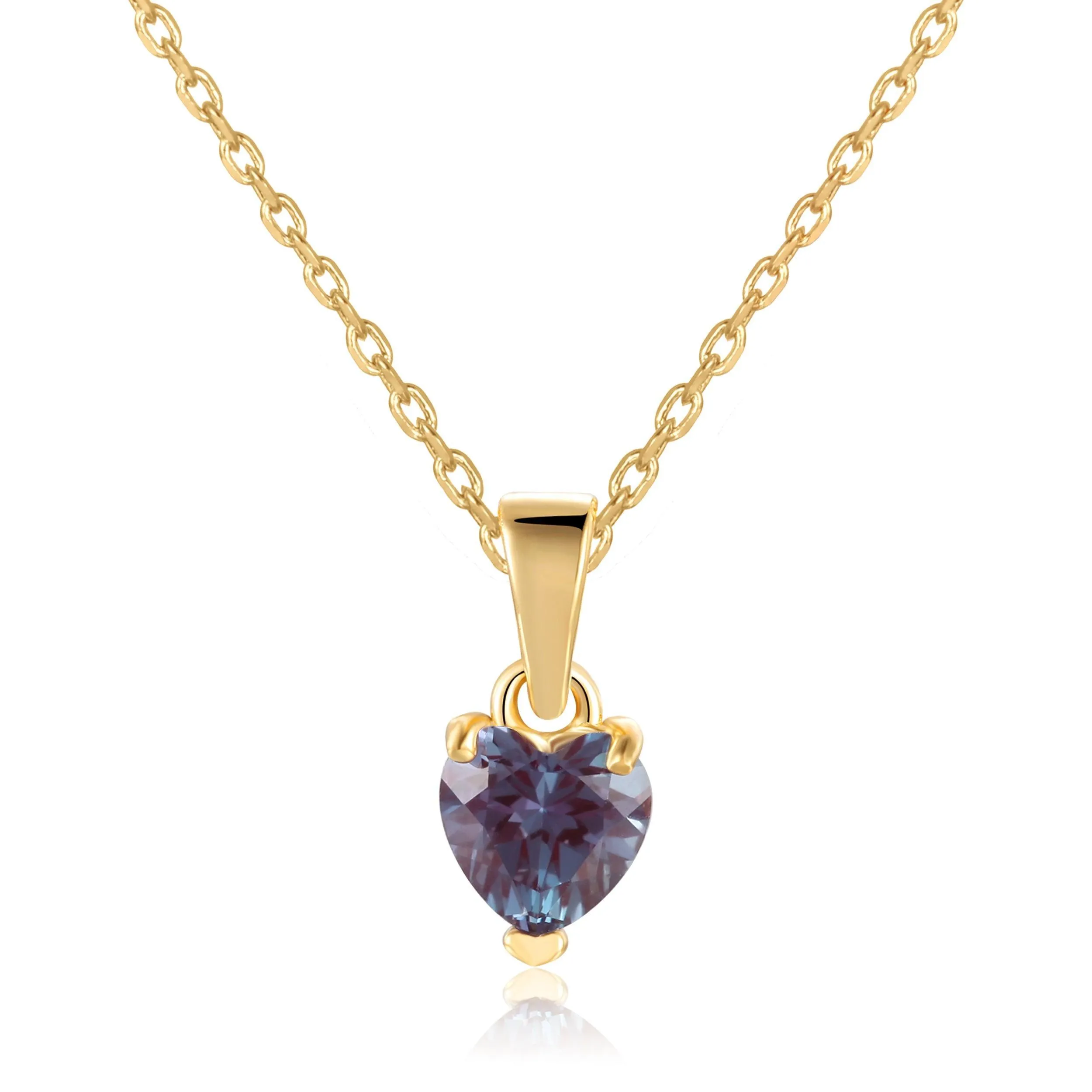 Alexandrite Yellow Gold Heart Necklace
