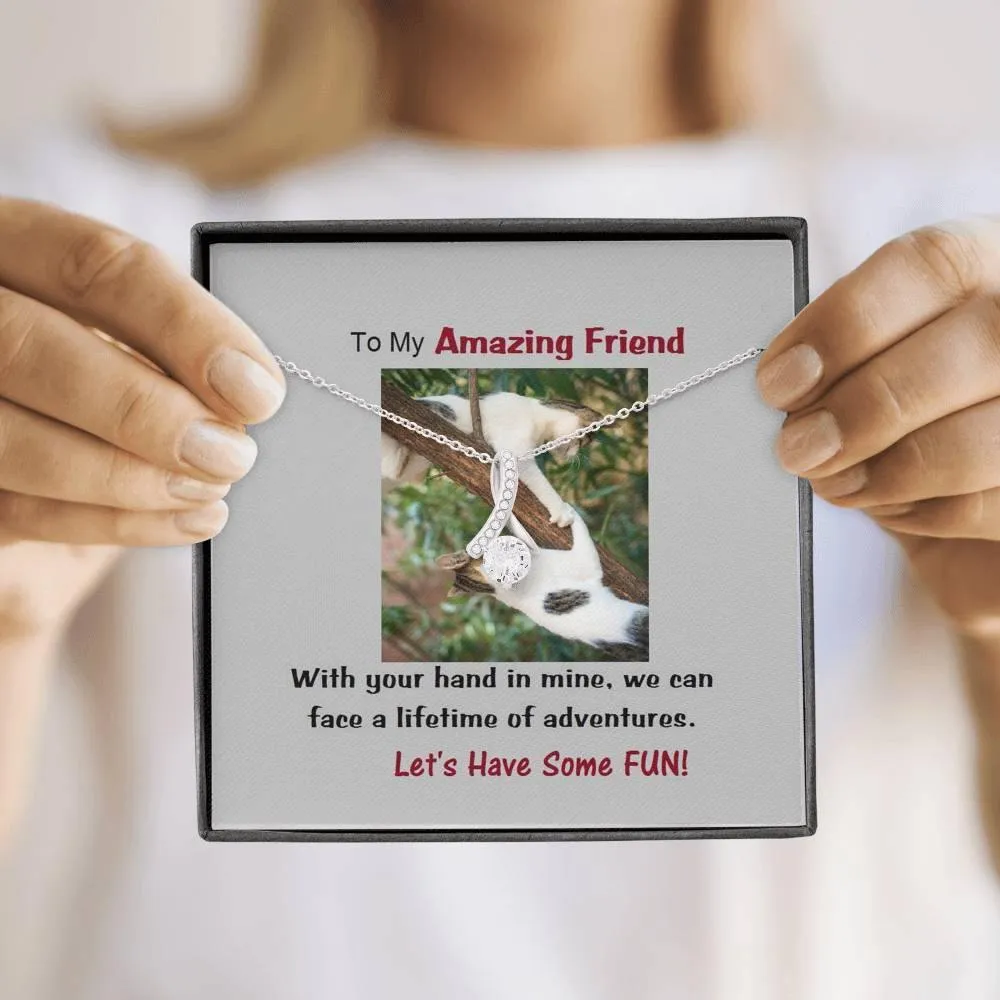 Amazing Friend ALLURING BEAUTY Necklace, Gift from Friend Alluring Necklace, Cat Lover Gift, Friend Gift, Message Card To Friend, Friend Jewelry