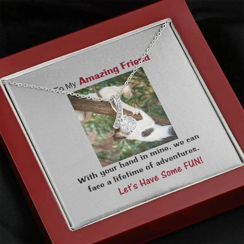 Amazing Friend ALLURING BEAUTY Necklace, Gift from Friend Alluring Necklace, Cat Lover Gift, Friend Gift, Message Card To Friend, Friend Jewelry