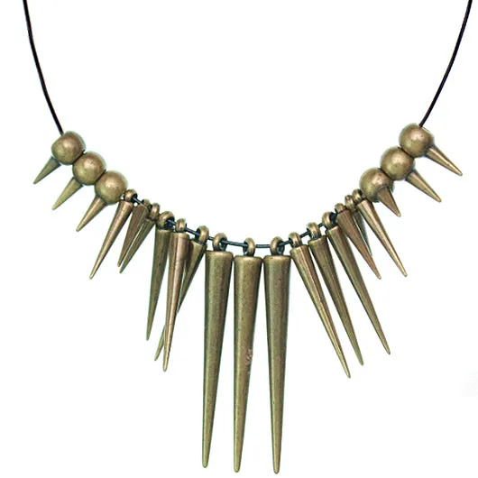 Antique Gold Spike Nylon Necklace Set