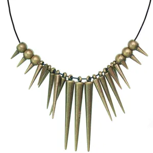 Antique Gold Spike Nylon Necklace Set