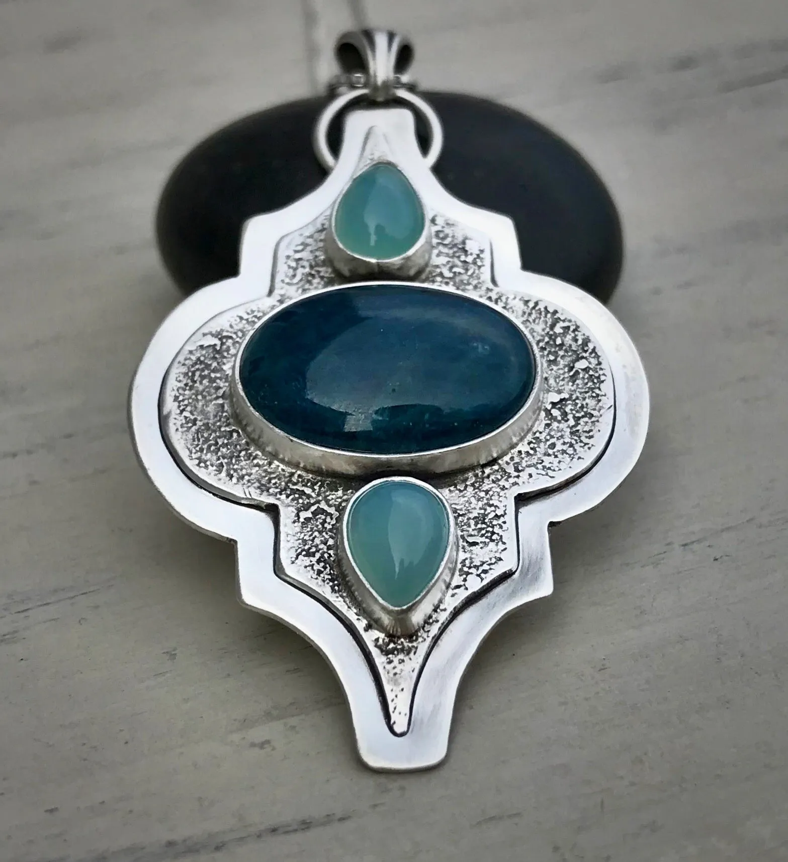 Apatite & Aqua Chalcedony Pendant