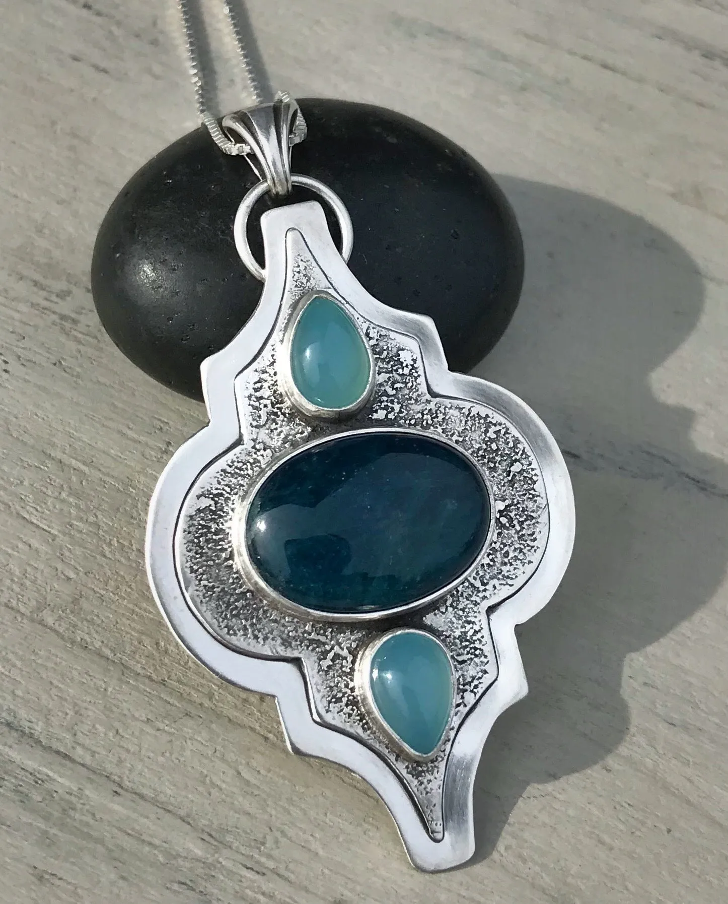 Apatite & Aqua Chalcedony Pendant
