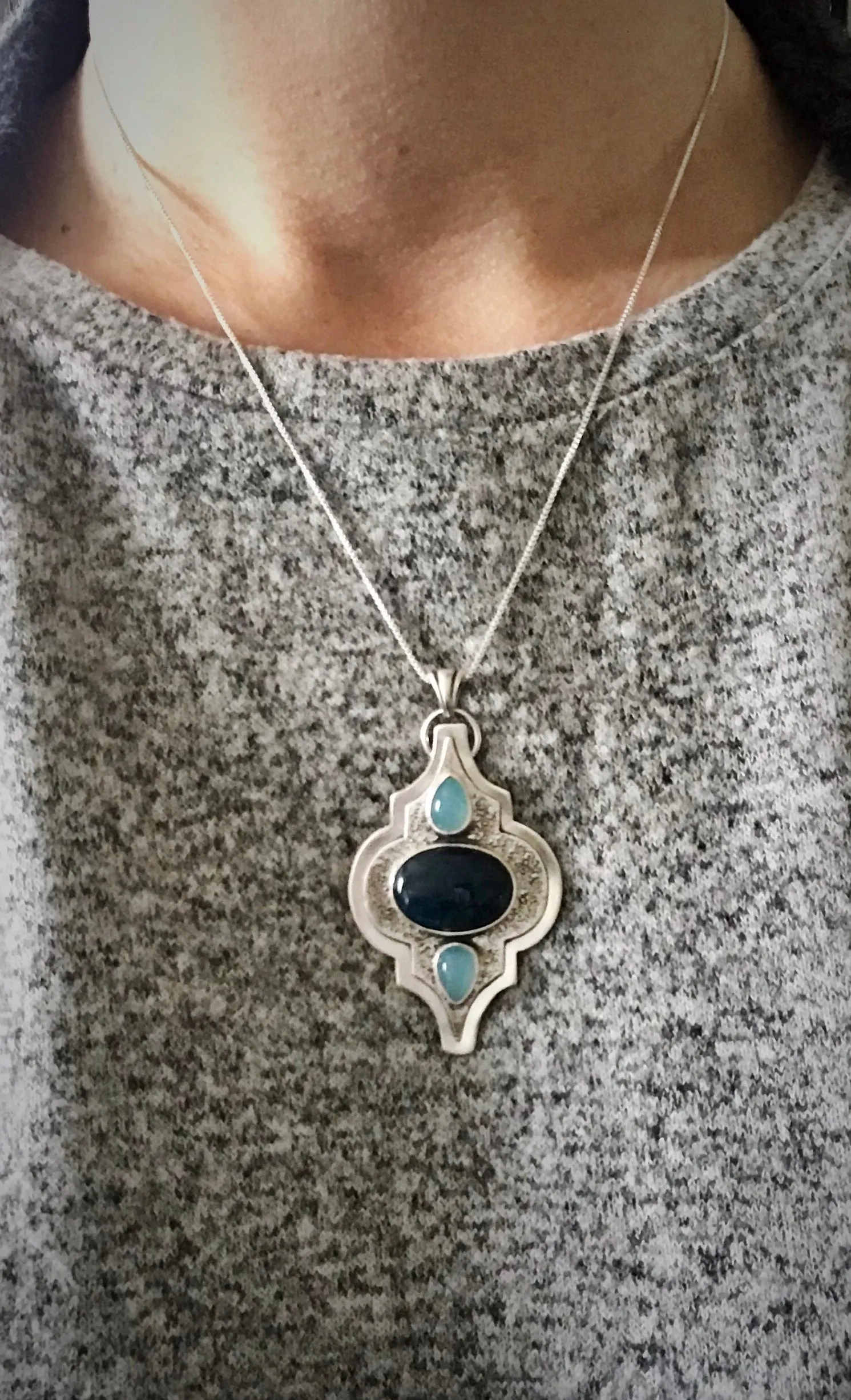 Apatite & Aqua Chalcedony Pendant