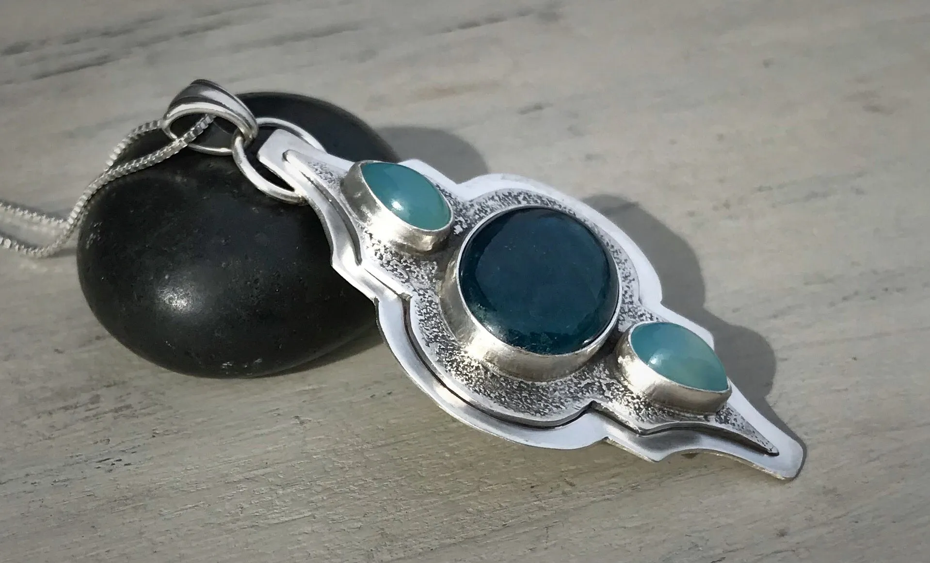 Apatite & Aqua Chalcedony Pendant