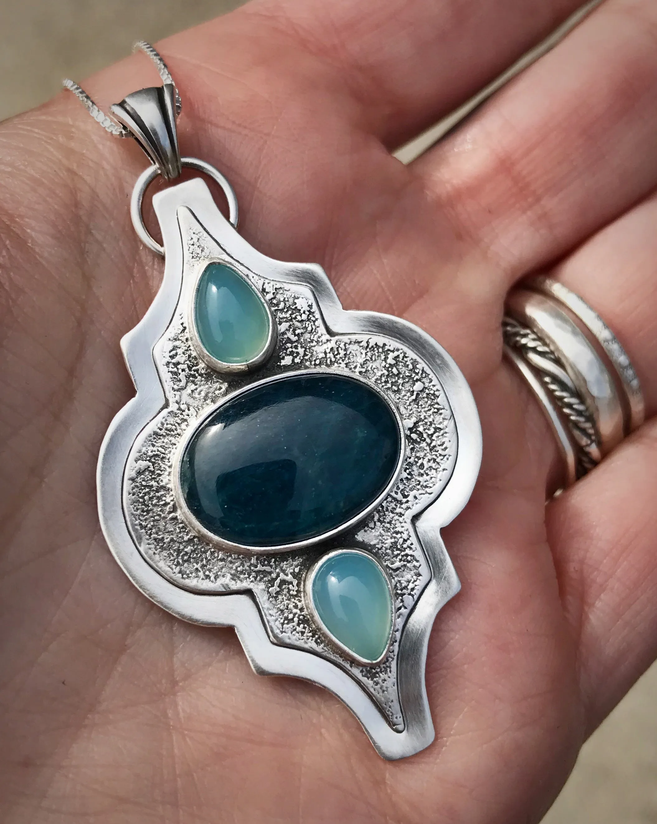 Apatite & Aqua Chalcedony Pendant