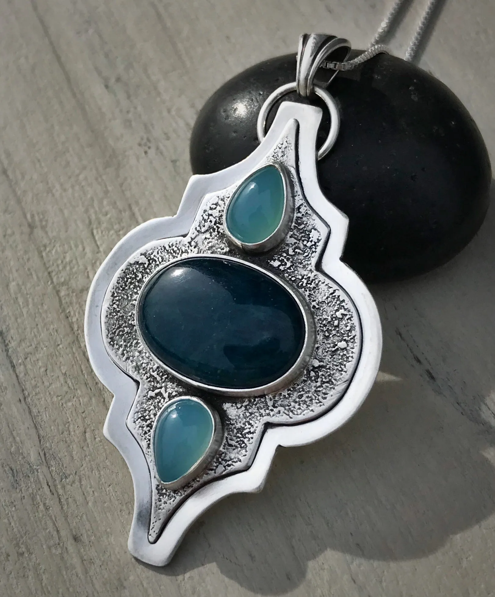 Apatite & Aqua Chalcedony Pendant