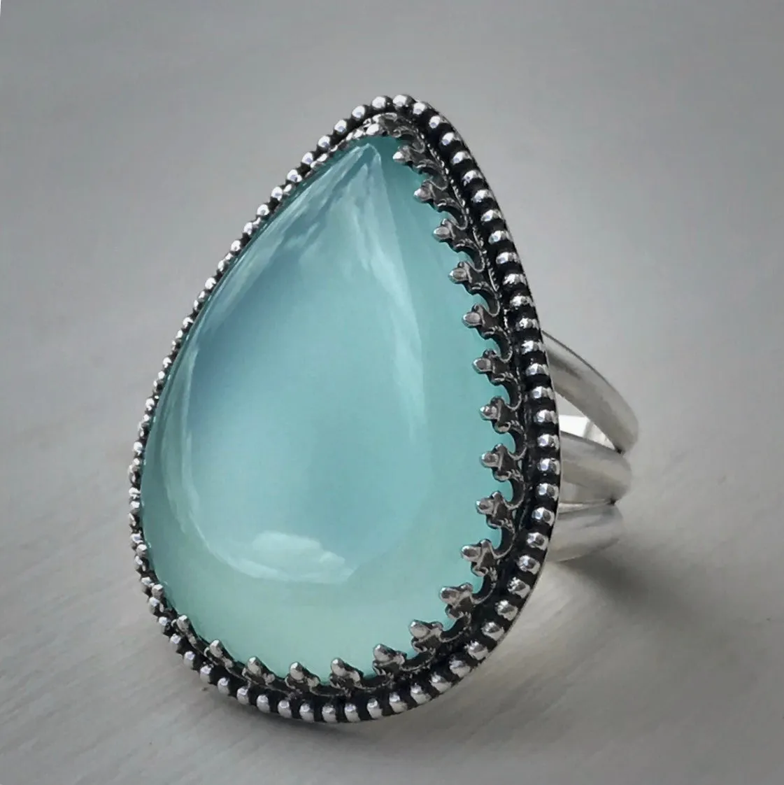 Aqua Chalcedony Ring