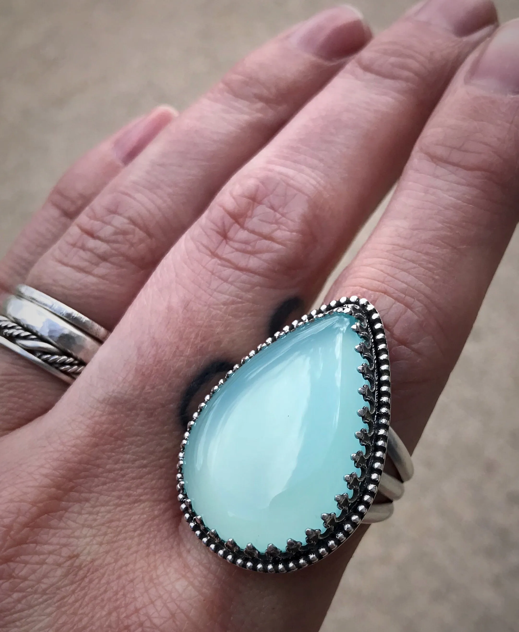 Aqua Chalcedony Ring