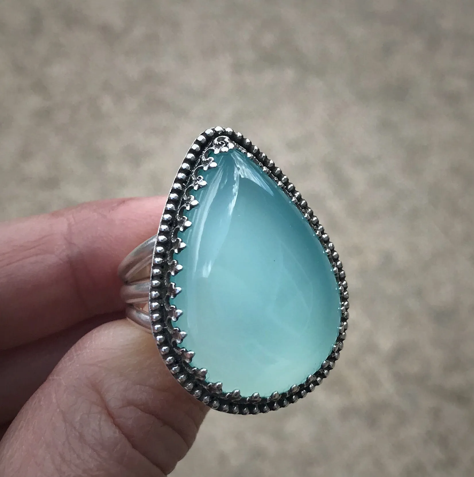 Aqua Chalcedony Ring