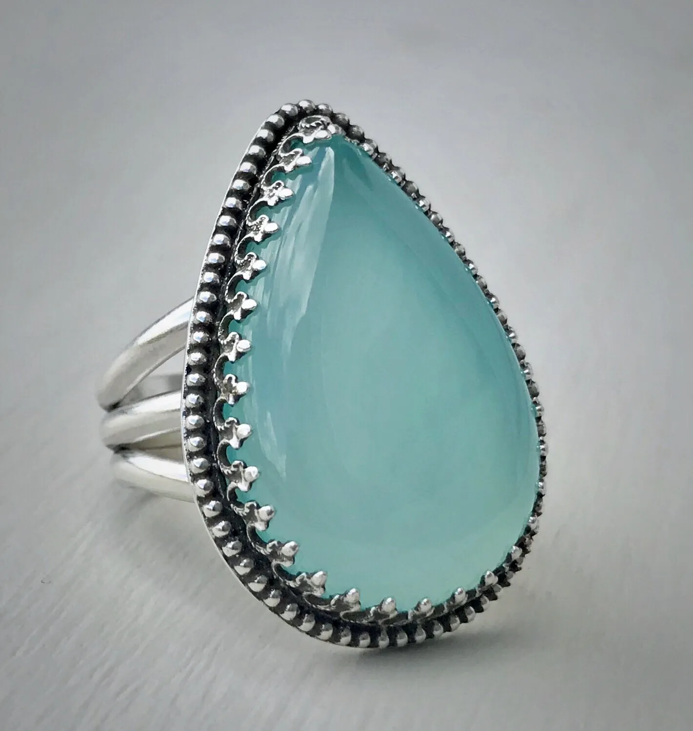 Aqua Chalcedony Ring