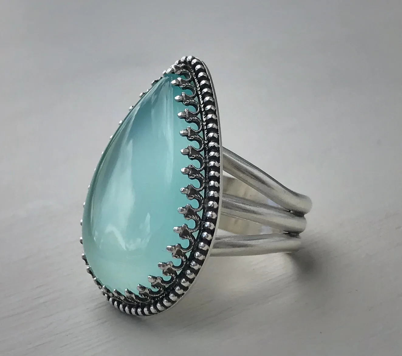 Aqua Chalcedony Ring