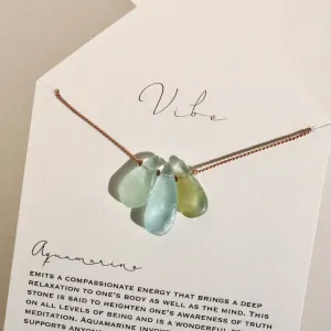 AQUAMARINE 3 STONE NECKLACE