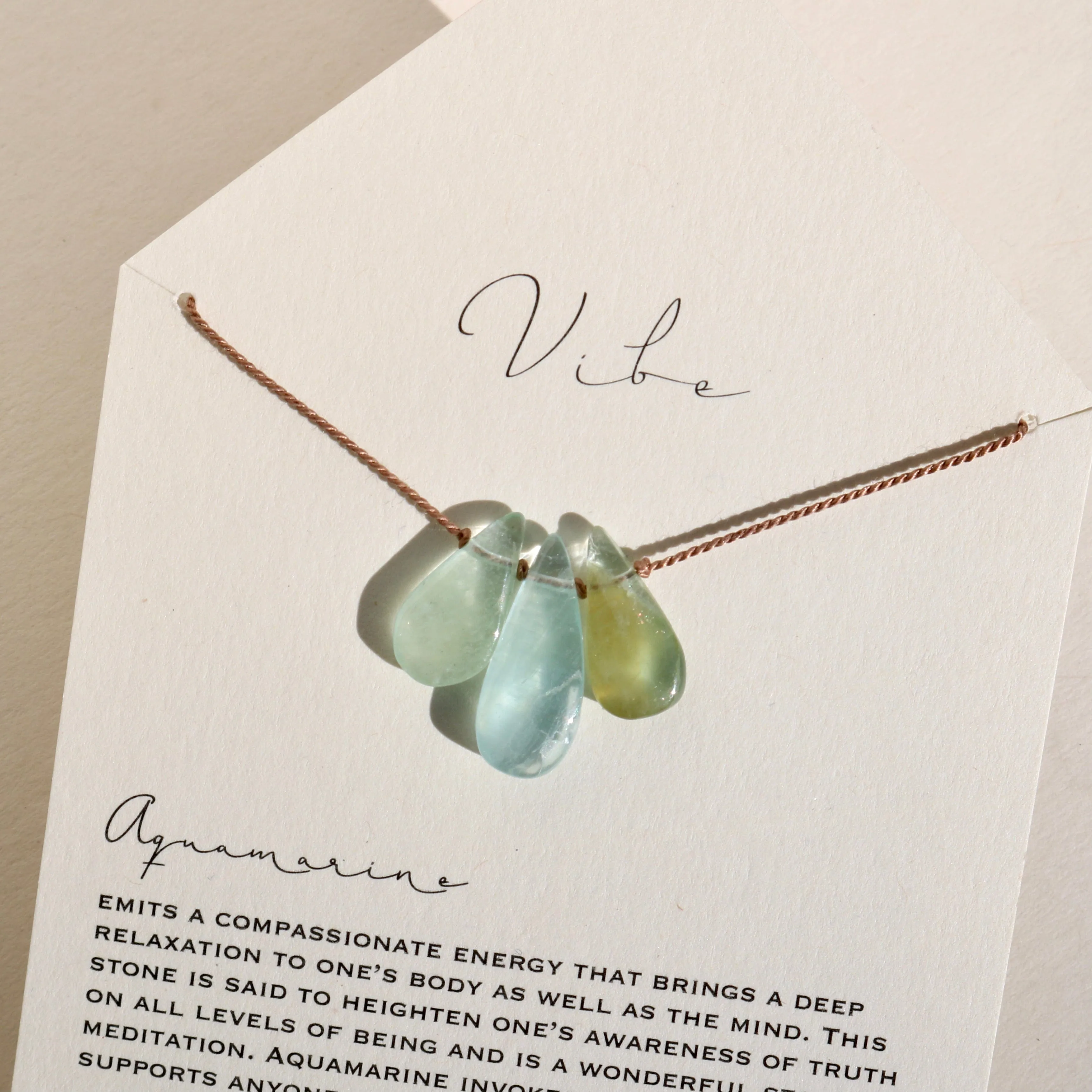 AQUAMARINE 3 STONE NECKLACE