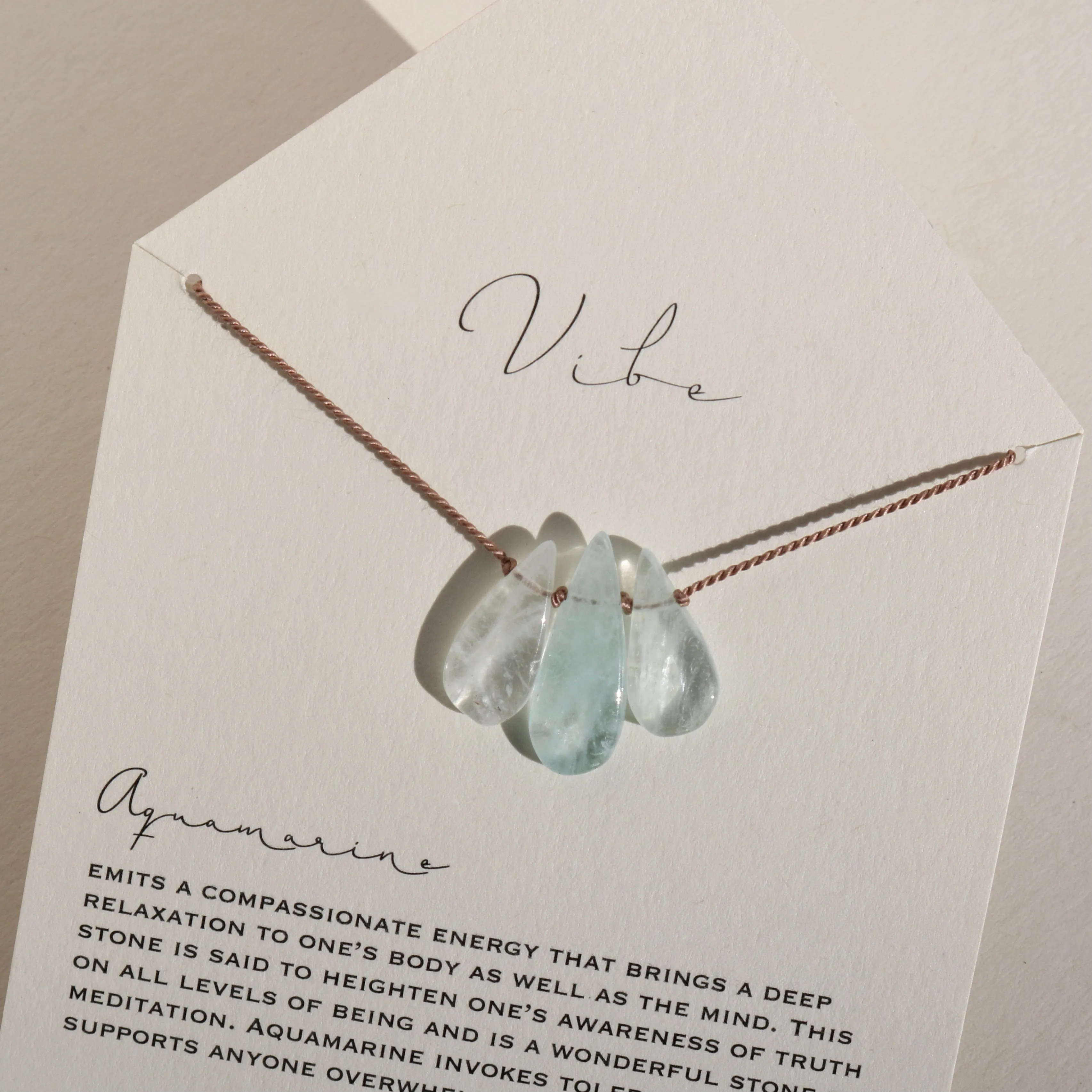 AQUAMARINE 3 STONE NECKLACE