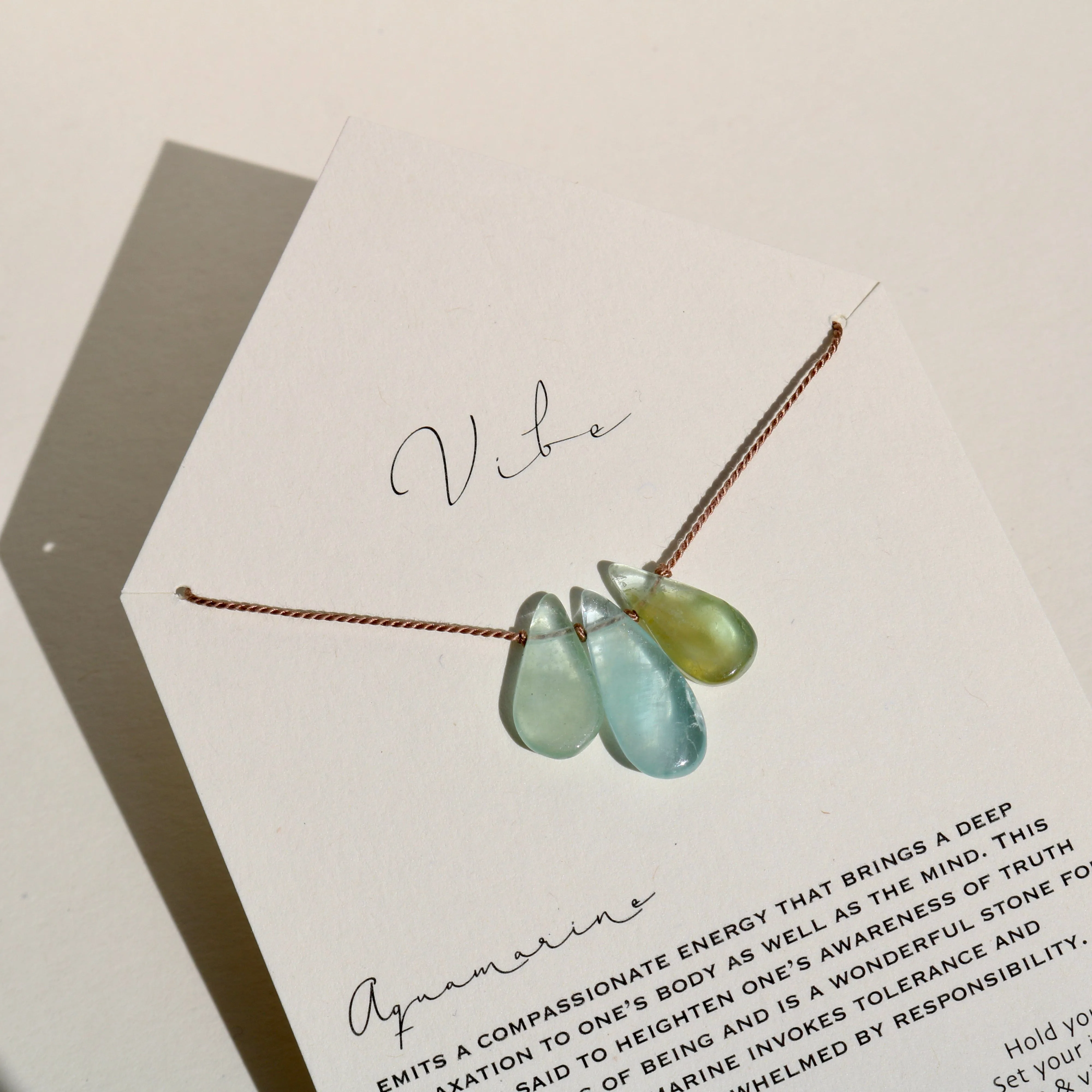 AQUAMARINE 3 STONE NECKLACE