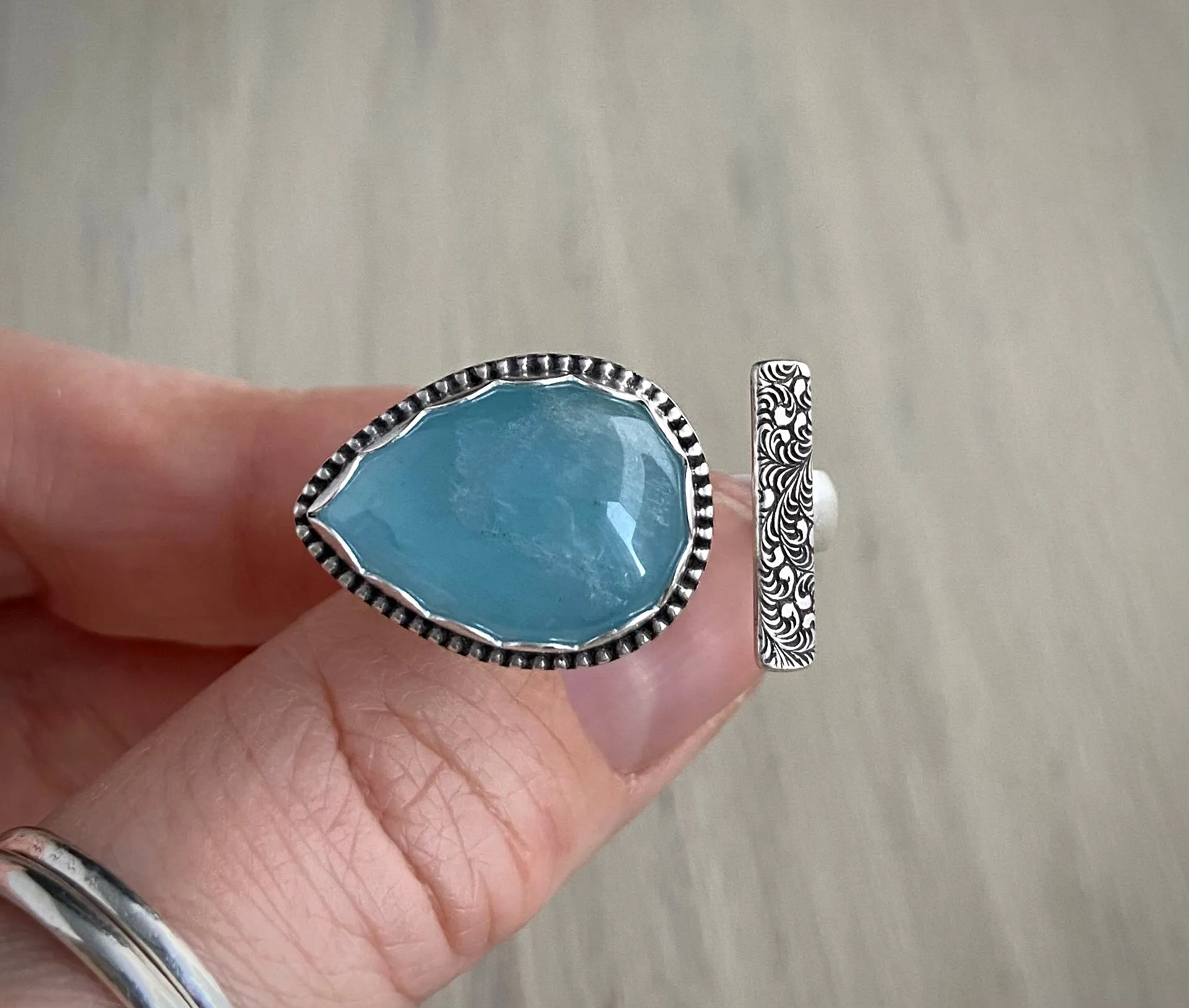 Aquamarine Open Bar Ring