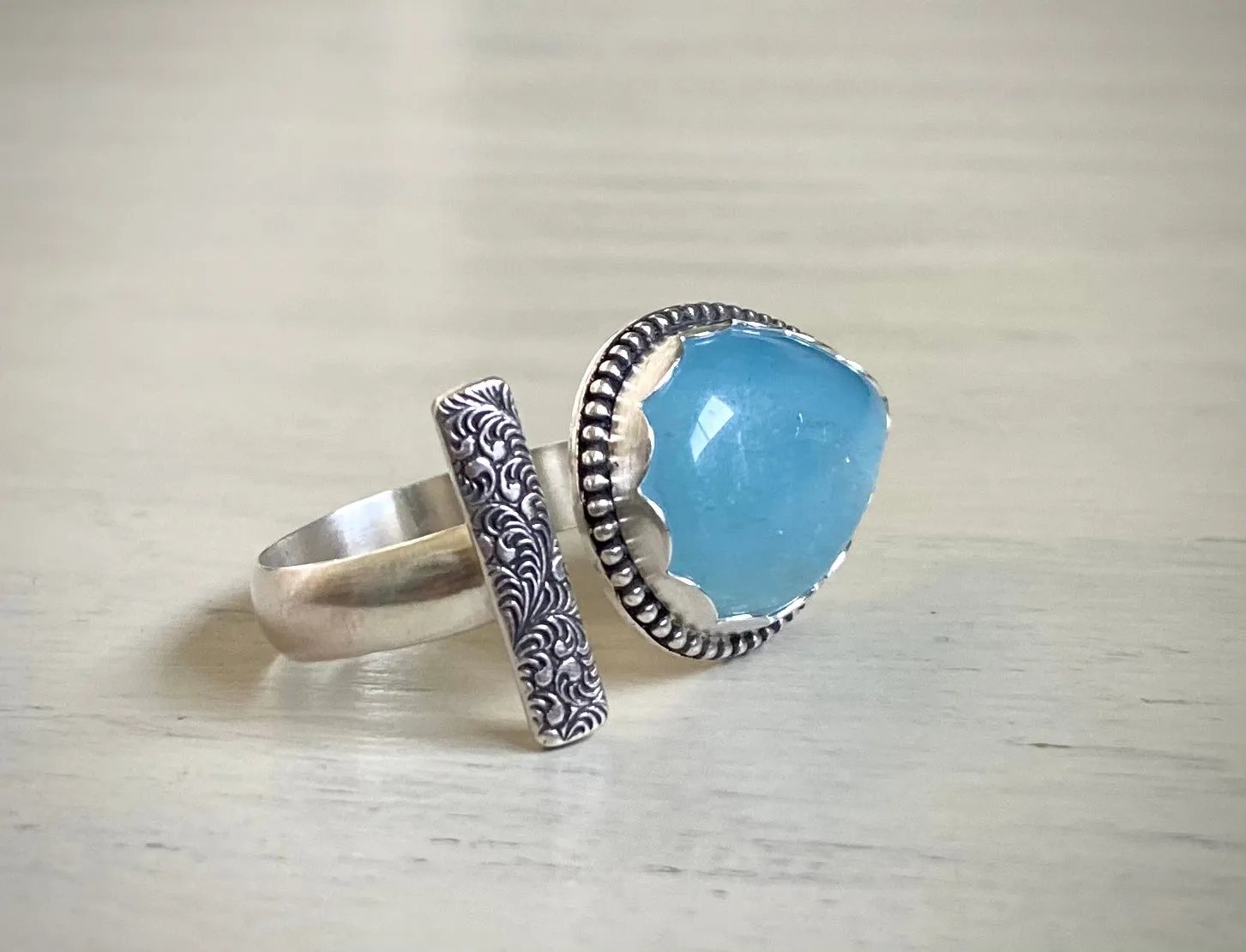 Aquamarine Open Bar Ring