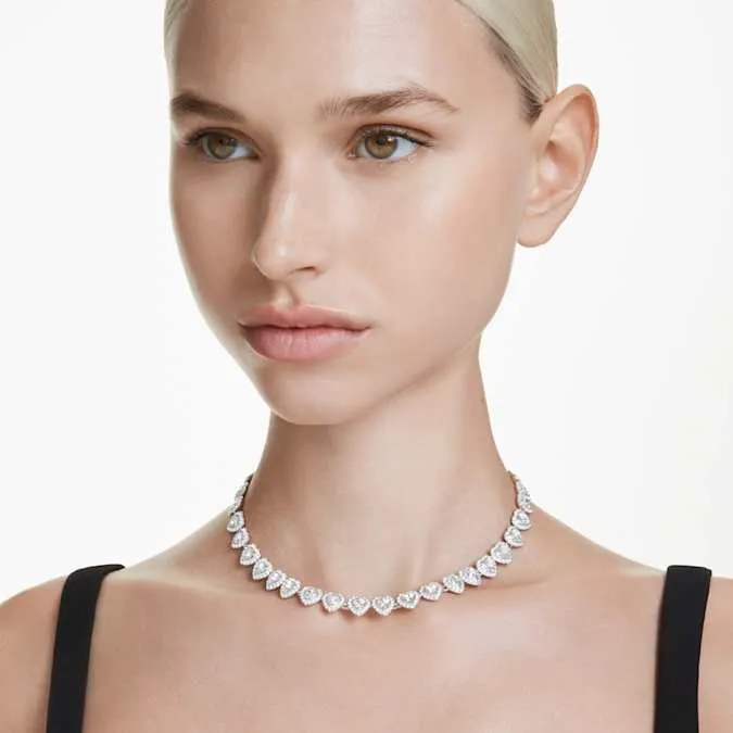 Ariana Grande x Swarovski Tennis necklace Mixed cuts, Heart, White, Rhodium plated 5720857