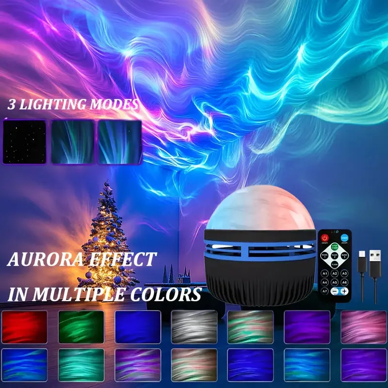 Aurora Starry Galaxy Dreams Northern Glow Night Light Projector LED Starry Sky Atmosphere Lighting Gift Bedside Nightlight Lamp