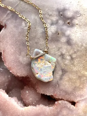 Australian Opal Doublet Pendant Necklace Gold Fill