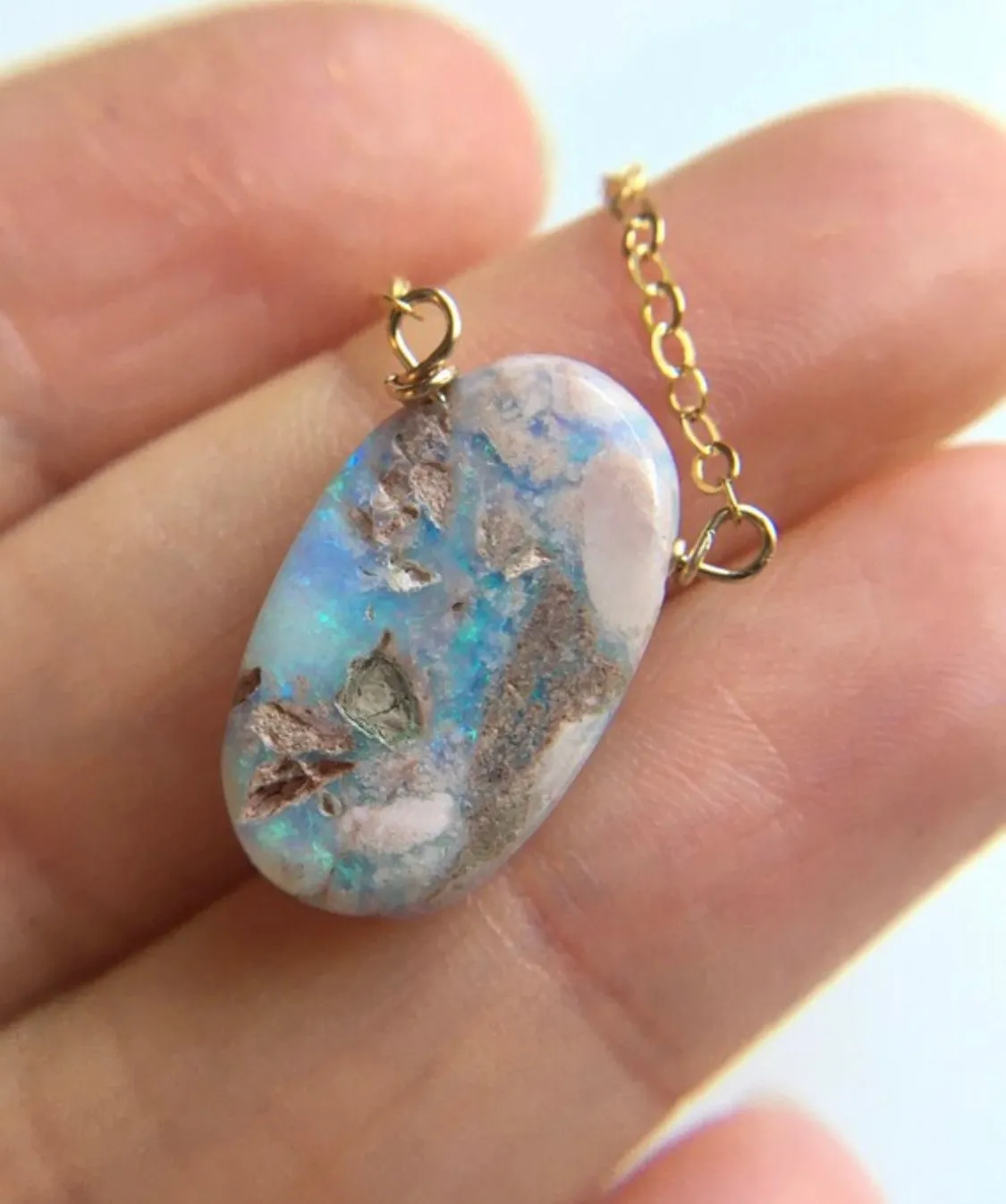 Australian Opal Pendant Necklace 14kt gold filled