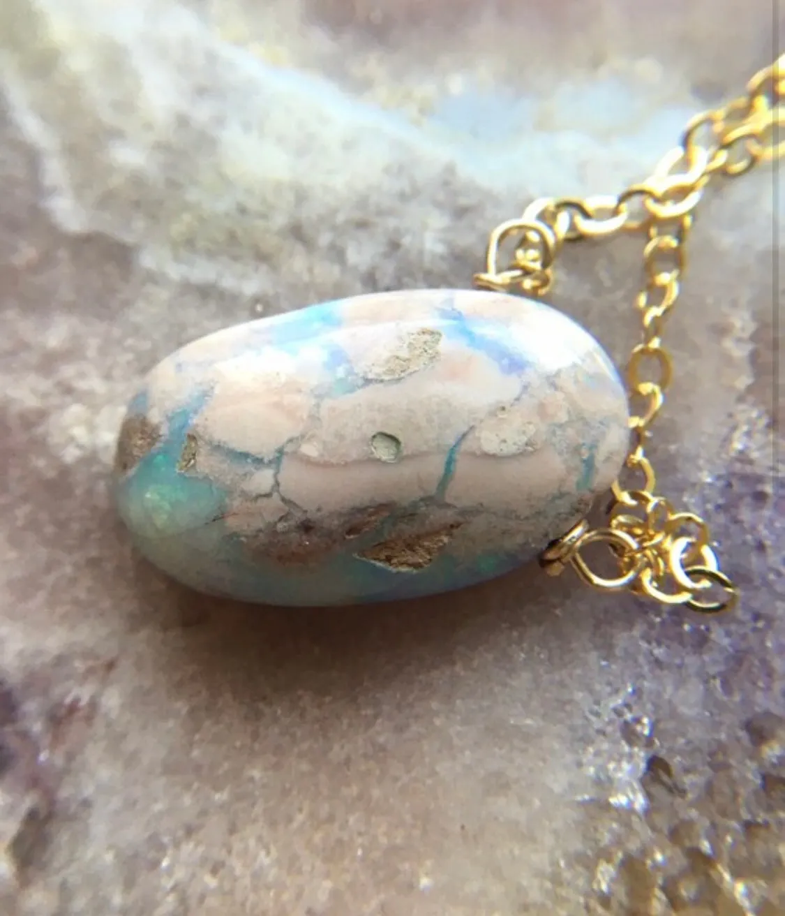 Australian Opal Pendant Necklace 14kt gold filled