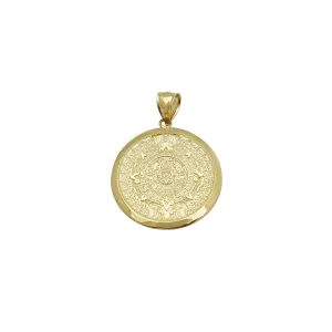 Aztec Sun Calendar Pendant w/ Smooth Border (14K)