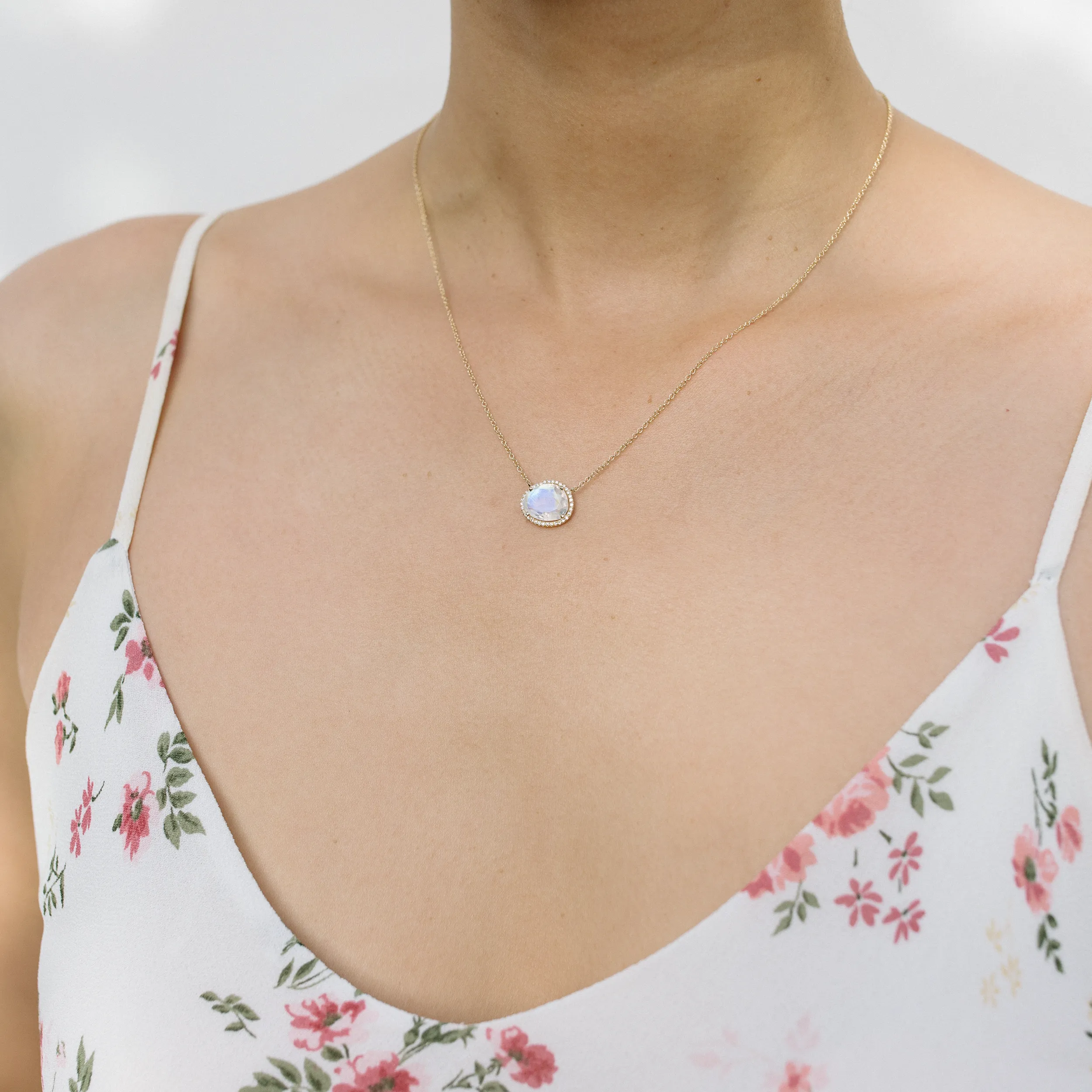 Bailey Organic Moonstone and Diamond Necklace